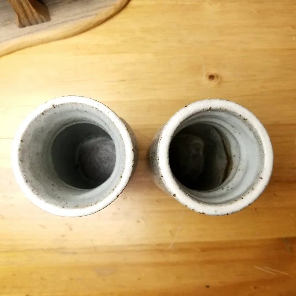 Set of 2 Vintage 1960s Hand-Thrown Stoneware Vases